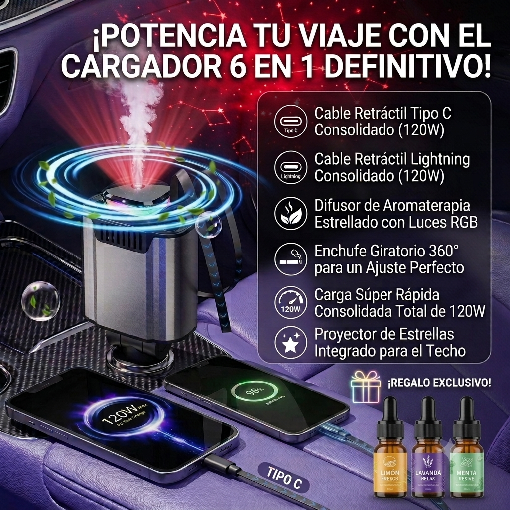 CARGADOR 6 EN 1 CARGA RÁPIDA