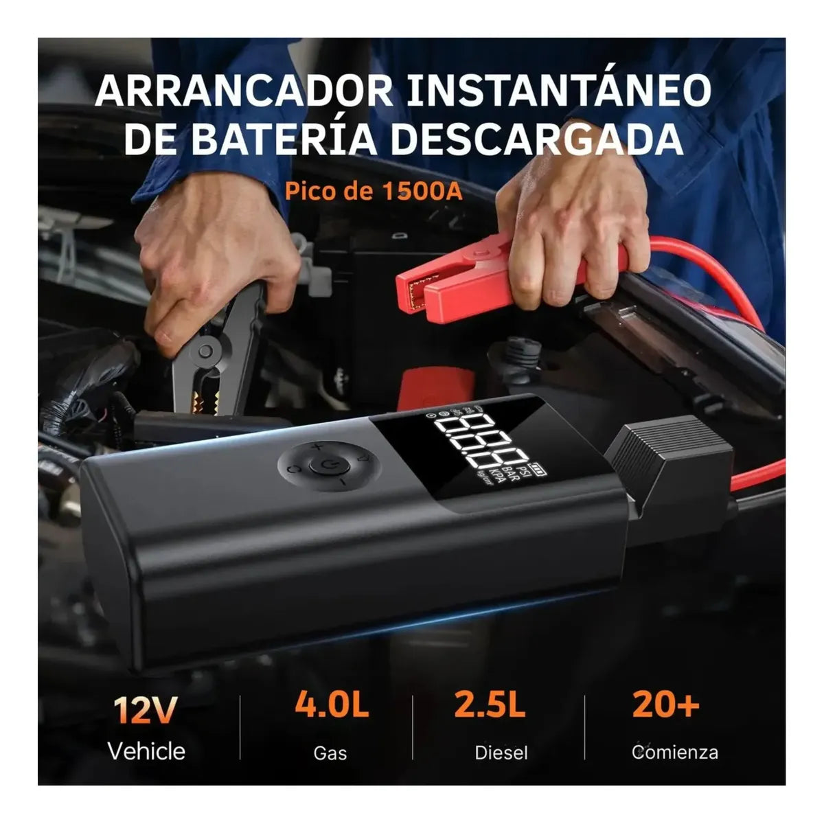 Arrancador de Batería Multifuncional 4 en 1