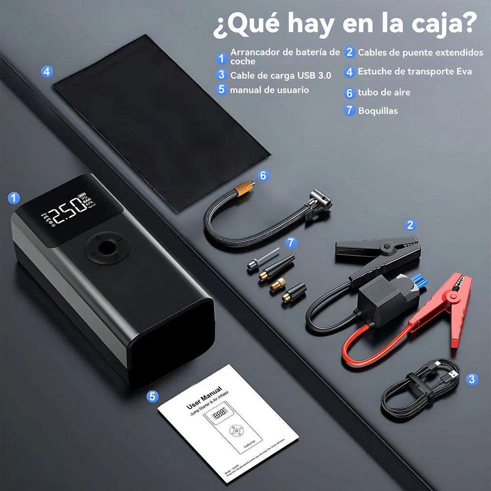 Arrancador de Batería Multifuncional 4 en 1